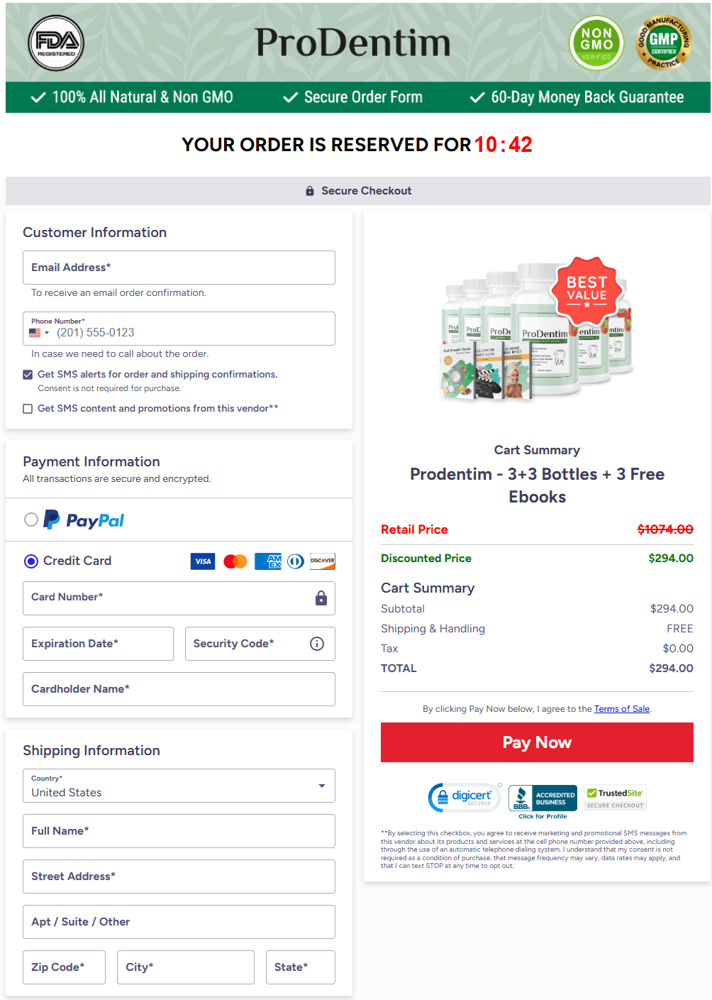 checkout page